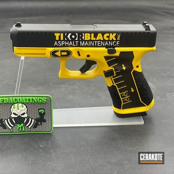 Custom Glock 19 Cerakoted Using Stormtrooper White, Corvette Yellow And Graphite Black