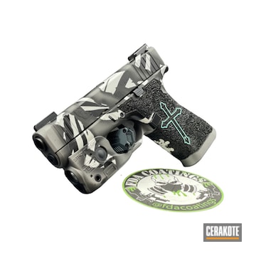 Custom Camo Glock 43x Cerakoted Using Tactical Grey, Stormtrooper White And Graphite Black