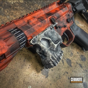 Marbled Camo Ar Cerakoted Using Hunter Orange And Frost