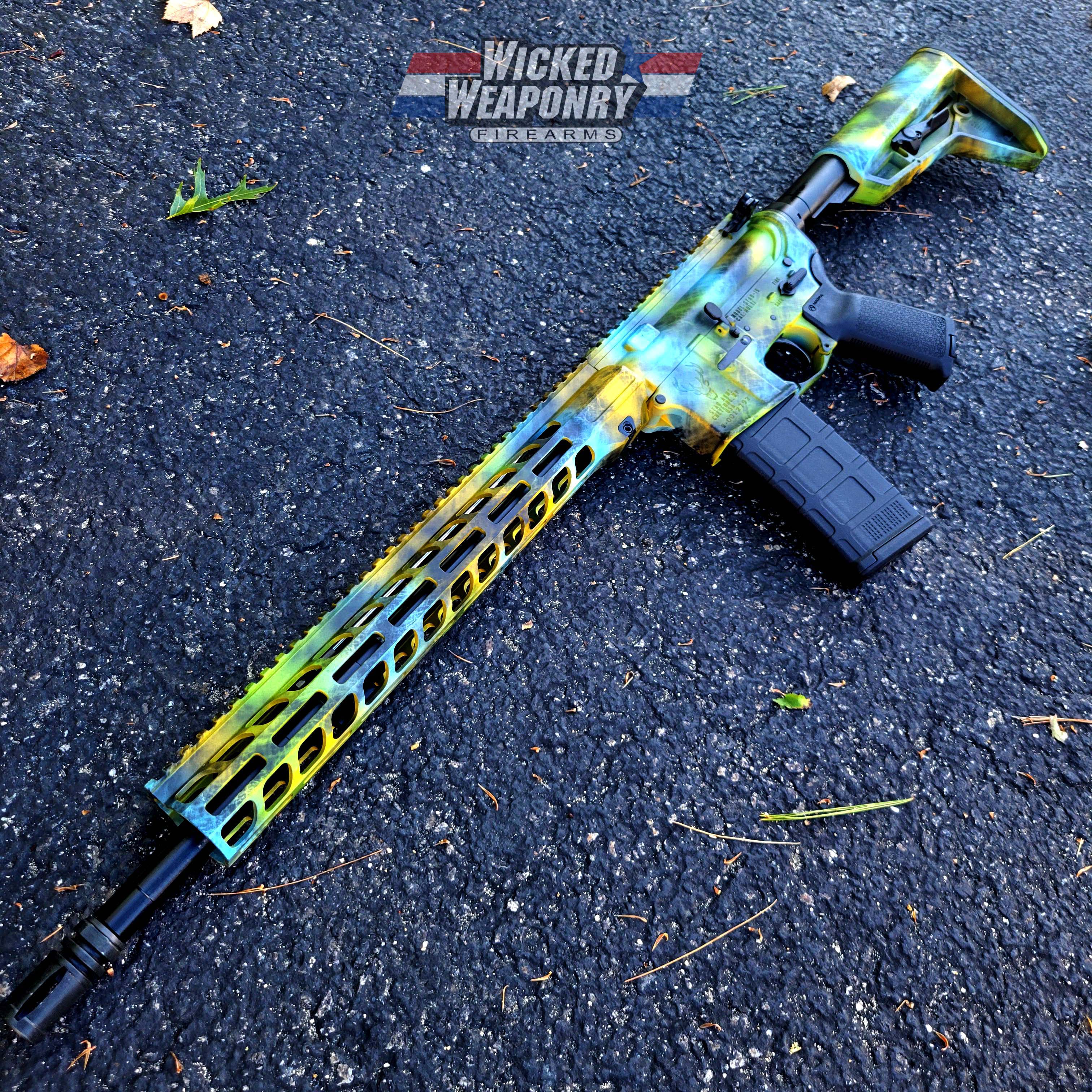 Ar 15 Blue Raspberry Custom Camo AR Cerakoted using Blue Raspberry, Parakeet Green and ...
