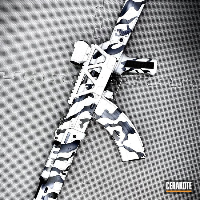 Gunmetal Gray with Black and White Camouflage Printed Premium
