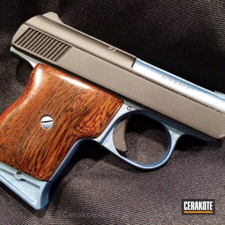 Powder Coating: Cerakote,Milled,ROUGH,Blue Titanium H-185,Collection,Grips,Guns,African Wenge Wood,Wanted,Display,Hand Carved,Ladies,Handguns,Mother,Armor Black H-190,Beautiful