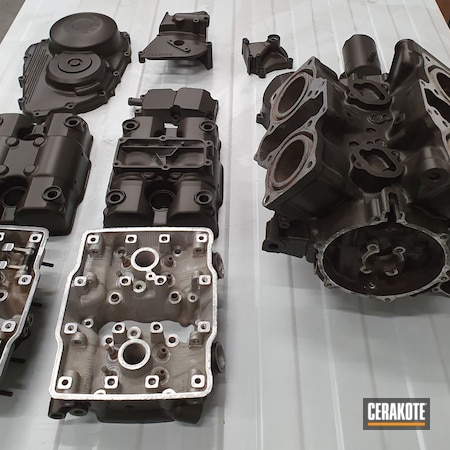 Powder Coating: CERAKOTE GLACIER BLACK C-7600,Burnt Bronze C-148,Automotive,Motorcycle,Honda