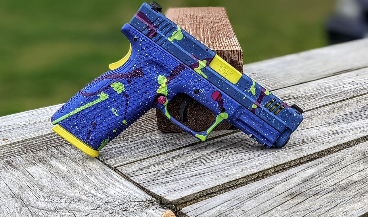Custom Camo Plus Paint Splatter Springfield Armory Pistol Cerakoted ...