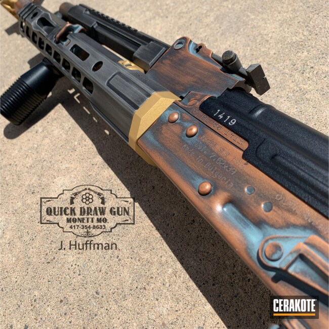 Copper Patina Ak-47 Cerakoted Using Savage® Stainless, Graphite Black And Robin's Egg Blue