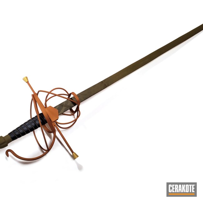 Antique Sword Cerakoted Using Copper Suede, Multicam® Olive And Gold