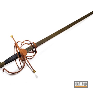 Antique Sword Cerakoted Using Copper Suede, Multicam® Olive And Gold