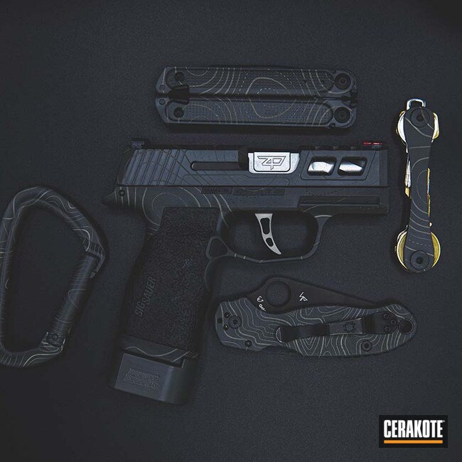 Cerakoted: S.H.O.T,Topographical,BLACKOUT E-100,EDC Tactical,Pistol,Concrete E-160,Knife,EDC,Tools,Topographical Map
