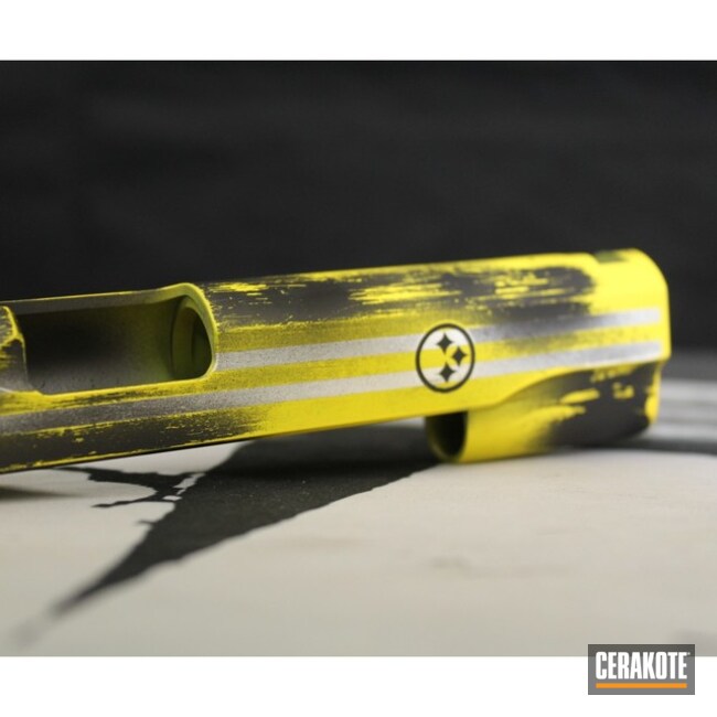 Hidden White, Armor Black And Corvette Yellow Steelers Themed Pistol Slide