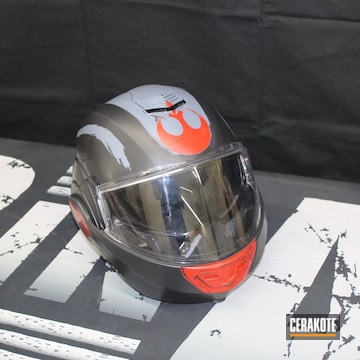Cerakoted Motorcycle Helmet In C-138, C-143 And C-140