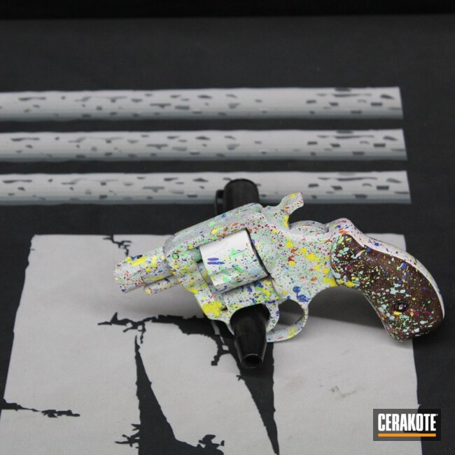 Custom Camo Plus Paint Splatter Springfield Armory Pistol Cerakoted using  Periwinkle, Lemon Zest and Sangria