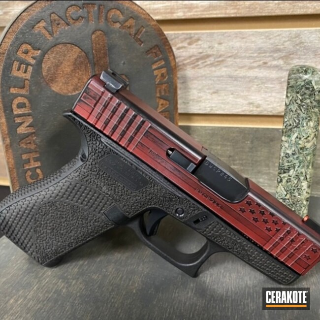 Cerakoted Ruby Red And Armor Black Glock 43x Slide