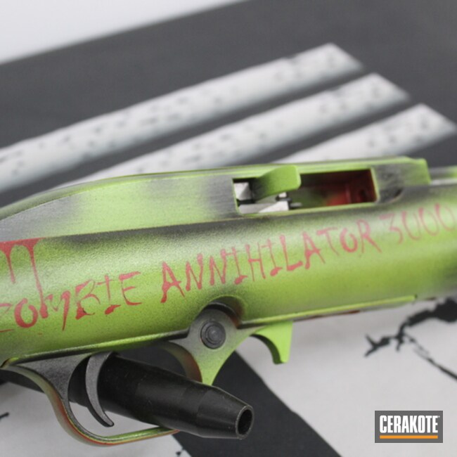 Cerakoted Zombie Green, Crimson And Graphite Black Zombie Apocalypse Themed Rifle