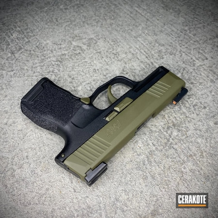 Powder Coating: Slide,Conceal Carry,Accents,S.H.O.T,Sig Sauer,p365,Firearms,Sniper Green H-229,Sig P365,Handgun