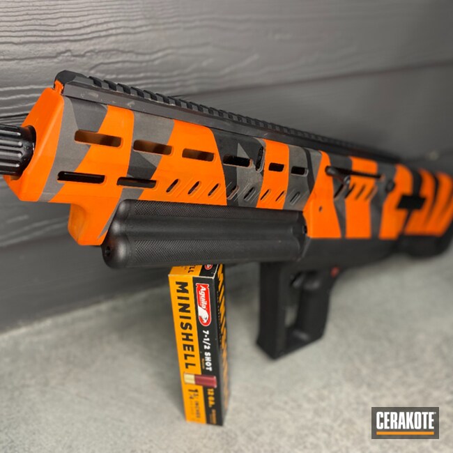 Cerakoted Hi-vis Orange And Graphite Black Bengals Themed Shotgun