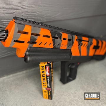 Cerakoted Hi-vis Orange And Graphite Black Bengals Themed Shotgun