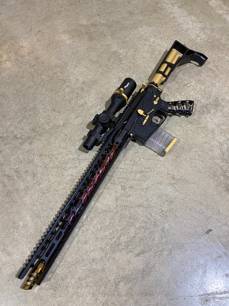 Ceramic Rifles Rifle Coated in a High Gloss Ceramic Clear and Gold Finish | Cerakote