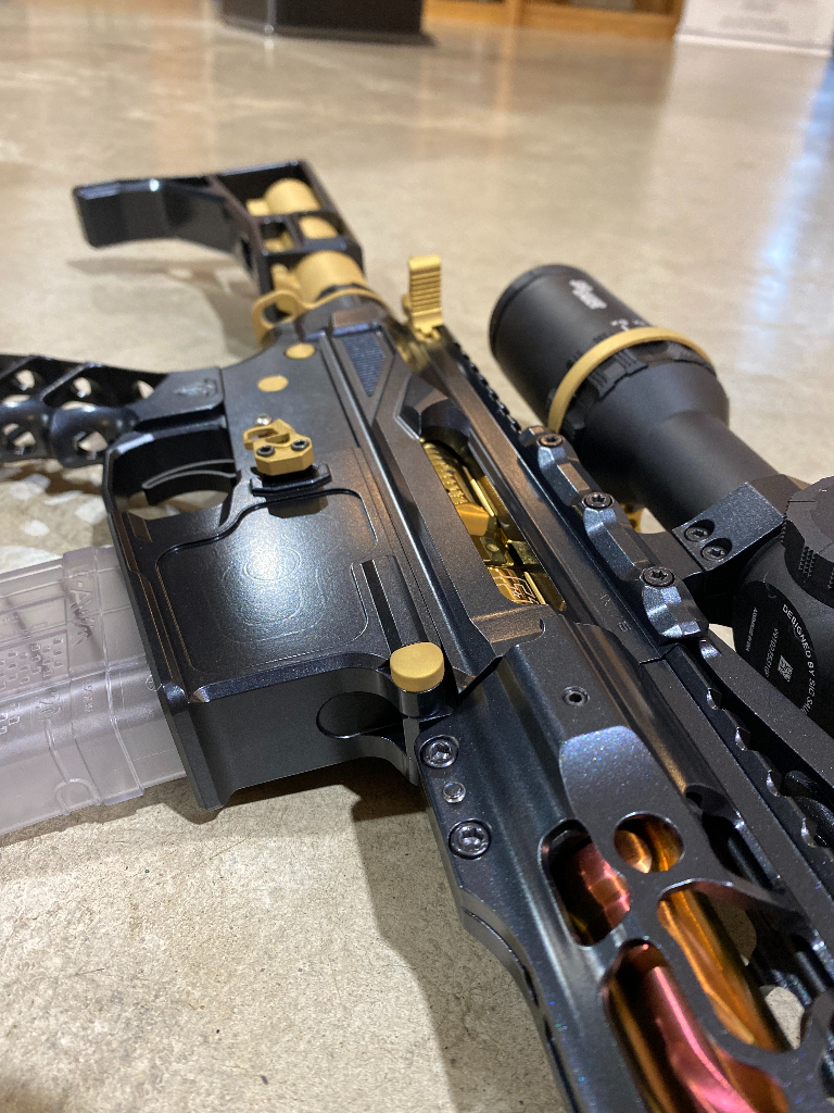 Ceramic Rifles Rifle Coated in a High Gloss Ceramic Clear and Gold Finish | Cerakote