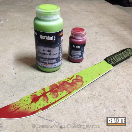 Powder Coating: Crimson H-221,Knives,Zombie Green H-168,Machete,Strider,Style Hand Wrap
