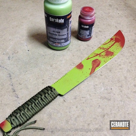 Powder Coating: Crimson H-221,Knives,Zombie Green H-168,Machete,Strider,Style Hand Wrap