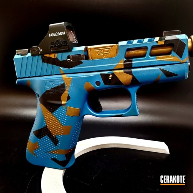 Sky Blue, Graphite Black And Burnt Bronze Splinter Camo Glock 43x