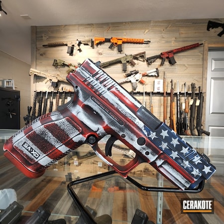 Powder Coating: 9mm,KEL-TEC® NAVY BLUE H-127,Frame,S.H.O.T,Trigger,Springfield Armory,Pistol Slide,XD 9,Graphite Black H-146,Distressed,Pistol,Stormtrooper White H-297,USMC Red H-167,Patriotic,Magazine,Handgun,Semi-Auto,Distressed American Flag
