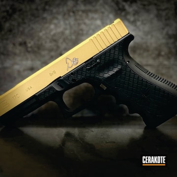 Glock 17 Cerakoted Using Graphite Black And Gold