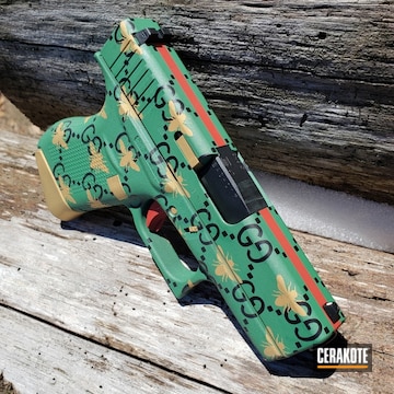 Gucci Glock Cerakoted Using Squatch Green, Usmc Red And Gold