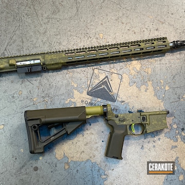 Ar Cerakoted Using Electric Yellow, Moss And Magpul® O.d. Green