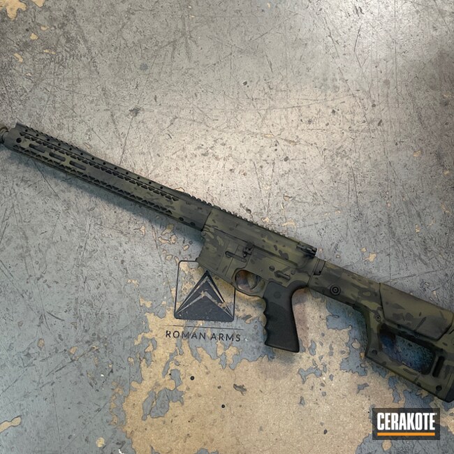 Custom Camo Ar Cerakoted Using Sniper Green, Sig™ Dark Grey And Graphite Black