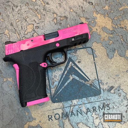 Powder Coating: Smith & Wesson M&P,Smith & Wesson,Bazooka Pink H-244,S.H.O.T,Girls Gun,SIG™ PINK H-224,Custom Camo,Pink Camo,Happy Wife Happy Life,Prison Pink H-141,Pink,M&P Shield EZ,Ladies,Camo,M&P Shield 9mm
