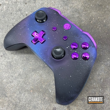 Galaxy Themed Ps4 Controller Cerakoted Using Periwinkle, Bright White And Sangria