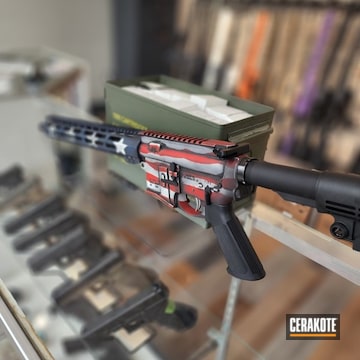American Flag Themed Ar Cerakoted Using Kel-tec® Navy Blue, Stormtrooper White And Usmc Red