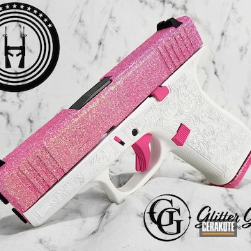 Glittered Glock 43x Cerakoted Using Stormtrooper White And Prison Pink