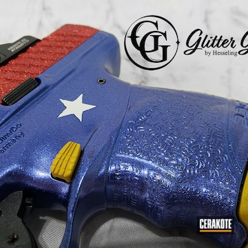 Glittered Walther Cerakoted Using Storm, Habanero Red And Nra Blue