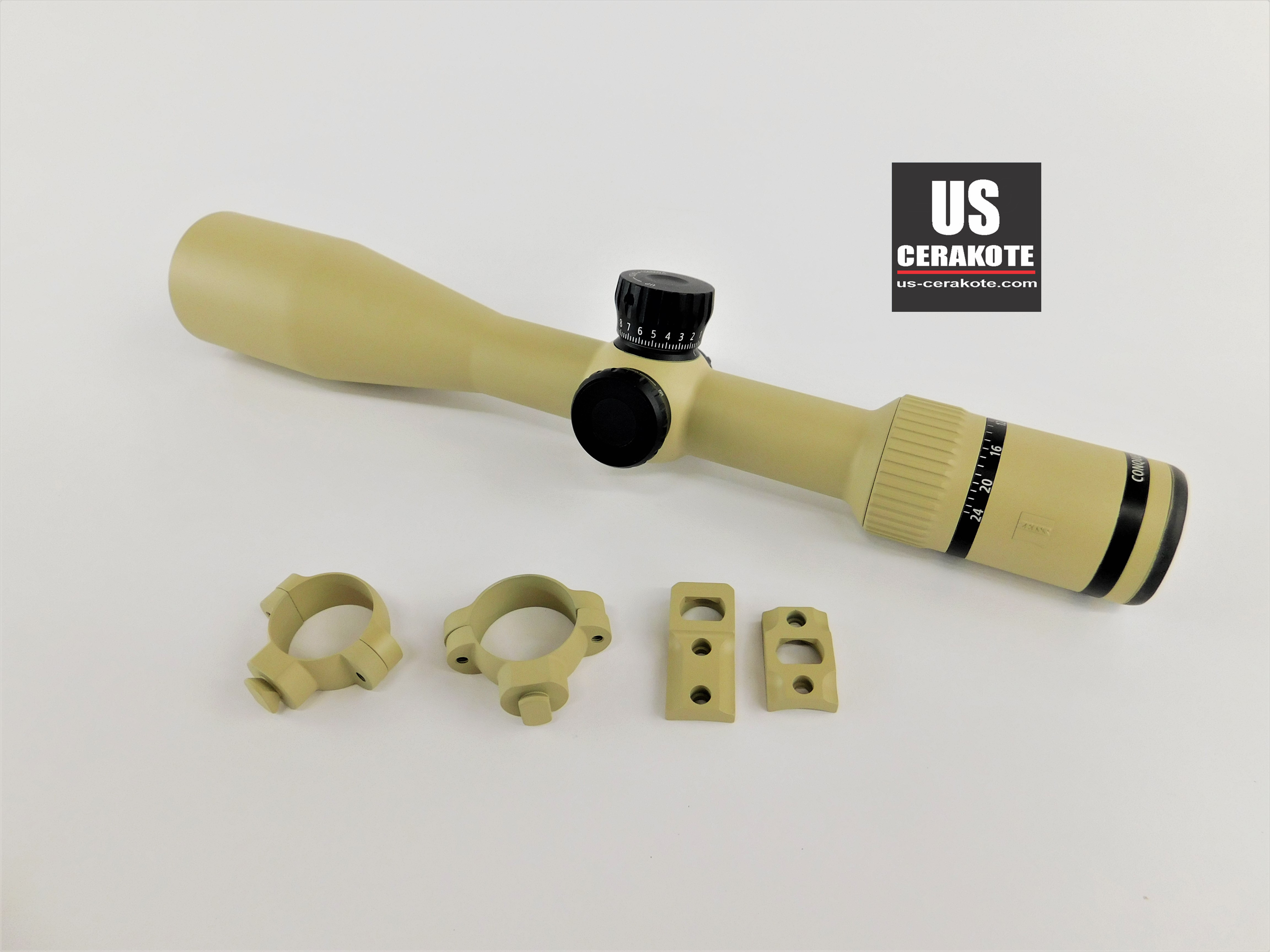 Tan Rifle Scope Scope Cerakoted using McMillan® Tan | Cerakote