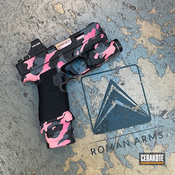 Pink Cam Glock 43x Cerakoted Using Bazooka Pink, Sig™ Pink And Graphite Black