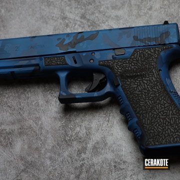 Custom Camo Glock 21 Cerakoted Using Ridgeway Blue, Kel-tec® Navy Blue And Socom Blue