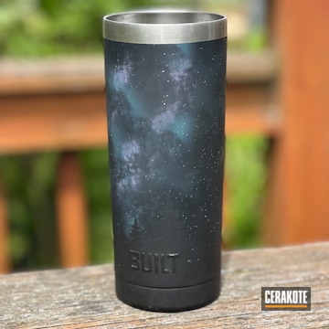 Galaxy Themed Tumbler Cerakoted Using Armor Black, Bright White And Aztec Teal