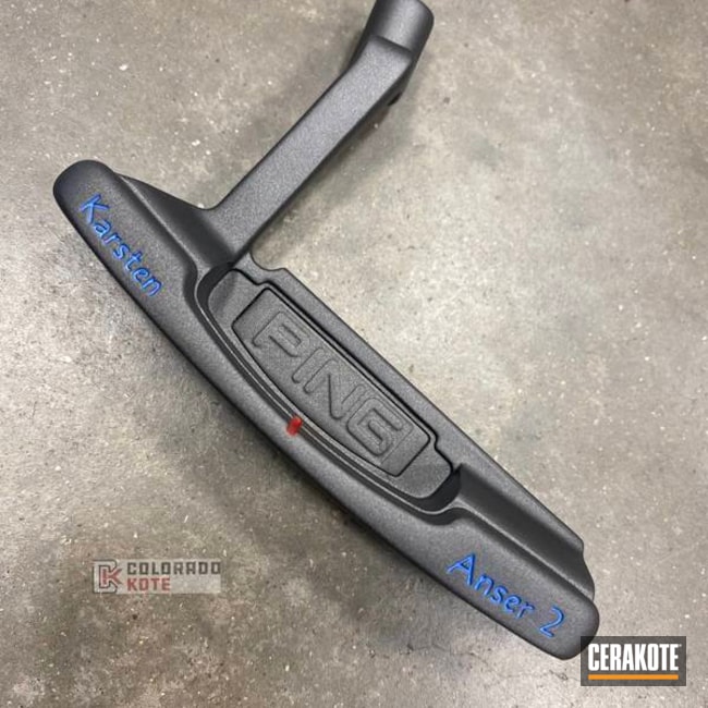 Ping Putter Cerakoted Using Habanero Red, Nra Blue And Graphite Black