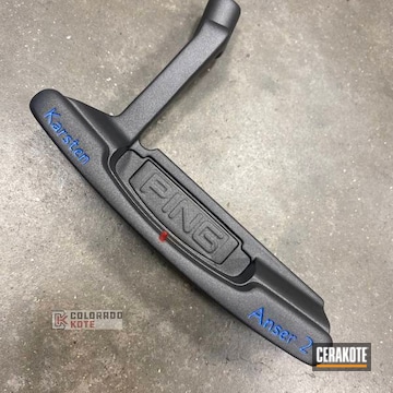 Ping Putter Cerakoted Using Habanero Red, Nra Blue And Graphite Black