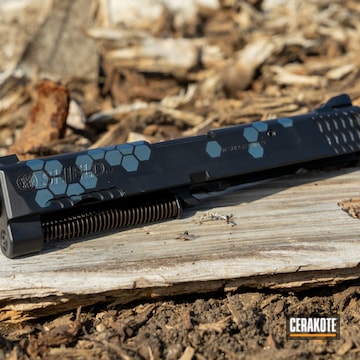 Honeycomb Smith & Wesson M&p Shield Slide Cerakoted Using Graphite Black And Northern Lights