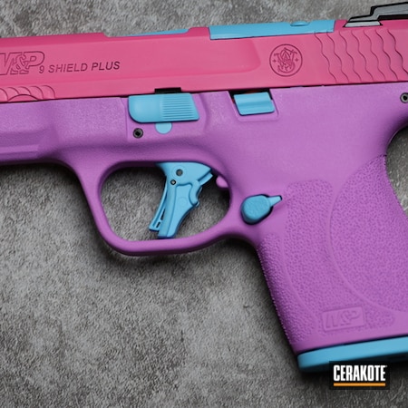 Powder Coating: 9mm,Smith & Wesson,BLUE RASPBERRY H-329,PURPLEXED H-332,S.H.O.T,ShieldPlus,Pistol,Shield,Handgun,Prison Pink H-141