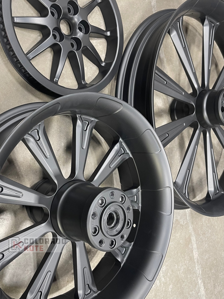 Motorcycle Wheels and Parts Cerakoted using Graphite Black | Cerakote
