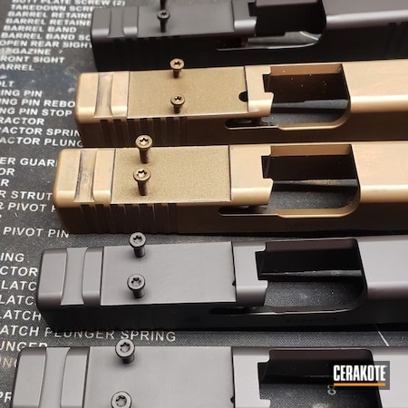 Powder Coating: Graphite Black H-146,Glock,Slides,Custom Milling,S.H.O.T,Pistol,Handgun,Burnt Bronze H-148