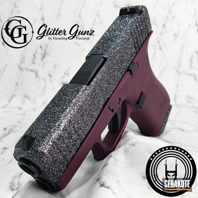Glittered Glock 43x Cerakoted Using Armor Black And Black Cherry