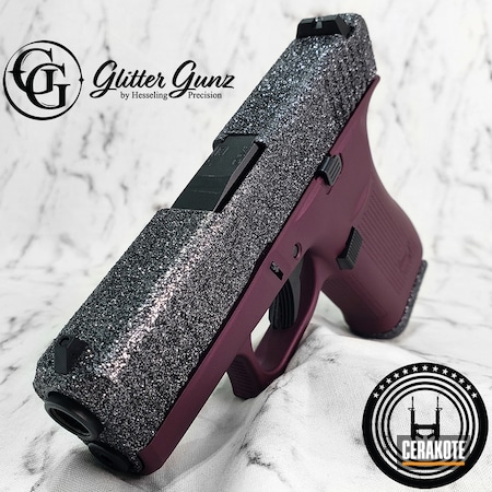 Powder Coating: Glock,S.H.O.T,Armor Black H-190,Glitter Glock,Glock 43X,Glitter Gun,Sparkles,Sparkle,BLACK CHERRY H-319,Glitter,Custom Glock