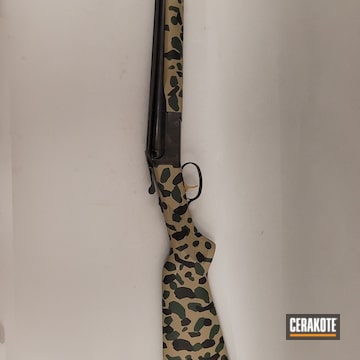 Custom Camo Shotgun Cerakoted Using Highland Green, Coyote Tan And Graphite Black