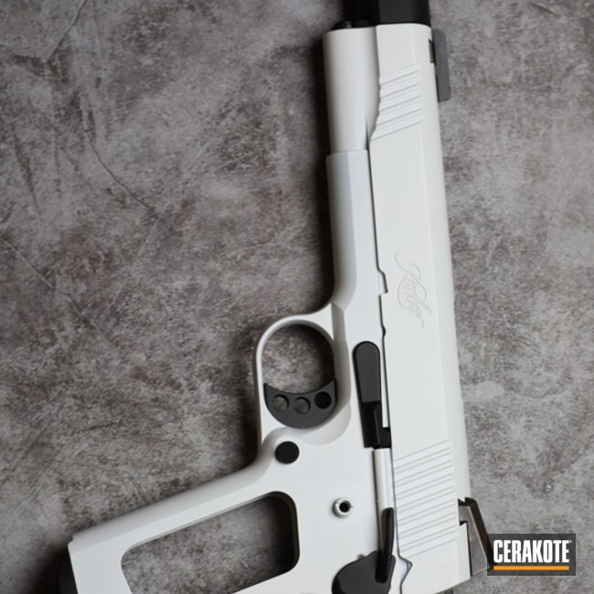 Kimber 1911 Pistol Cerakoted Using Stormtrooper White And Graphite Black