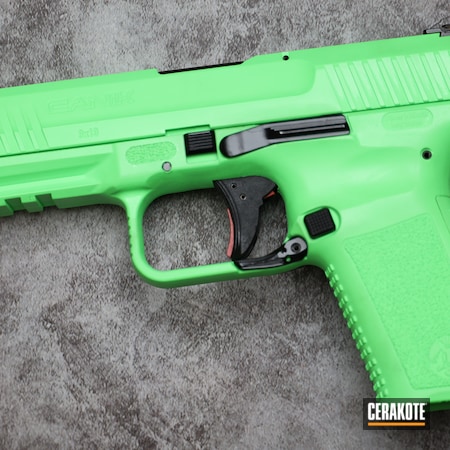 Powder Coating: 9mm,S.H.O.T,Pistol,Canik,Handgun,PARAKEET GREEN H-331